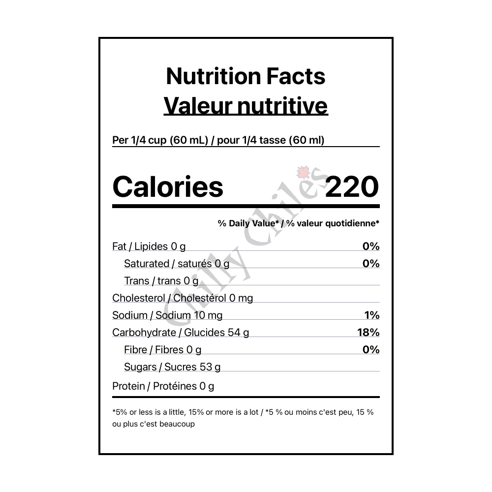 La Pimenterie Chipotle Maple Syrup - Canadian Nutrition Facts