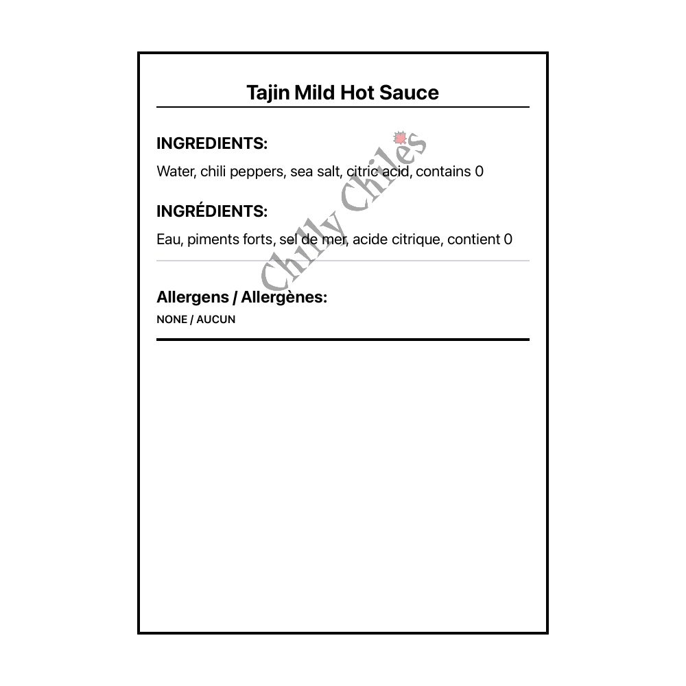 Tajin Mild Hot Sauce - Bilingual Ingredients