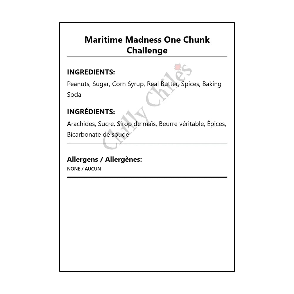Maritime Madness One Chunk Challenge - Bilingual Ingredients