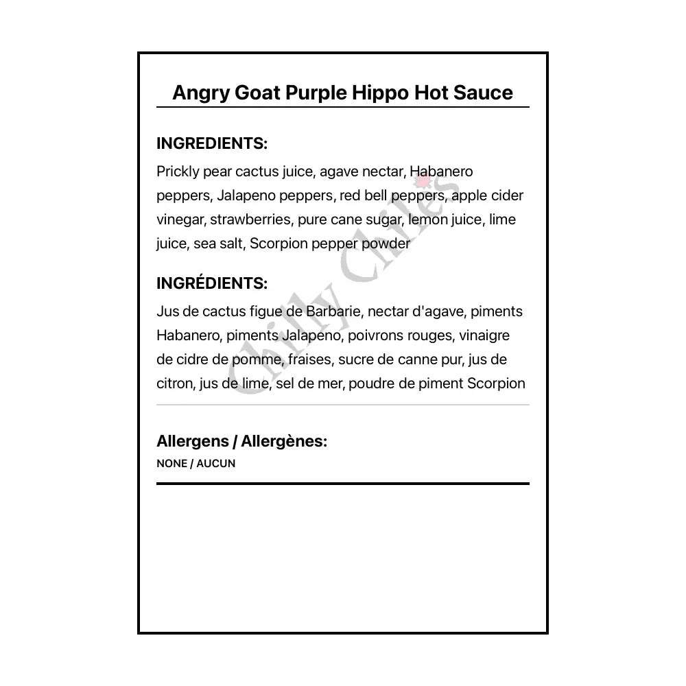 Angry Goat Purple Hippo Hot Sauce - Hot Sauce