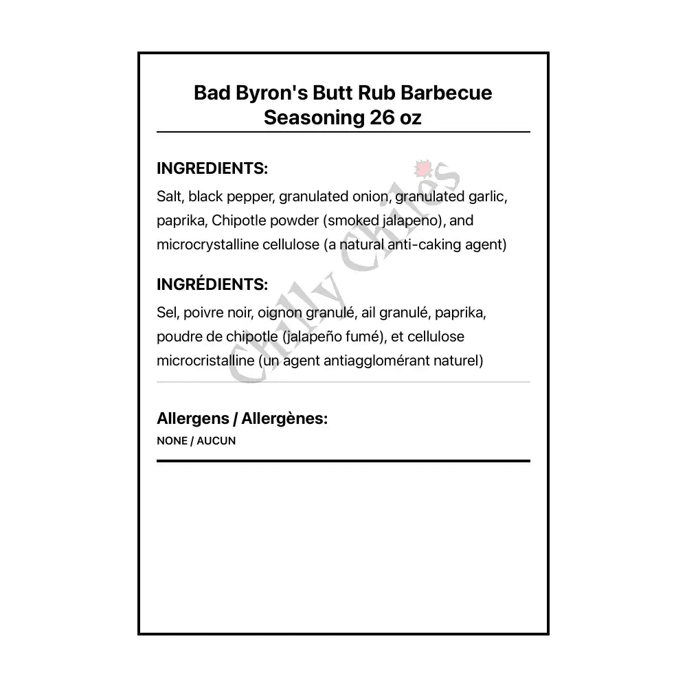Bad Byron’s Butt Rub Barbecue Seasoning 26 oz - Spice/Peppers