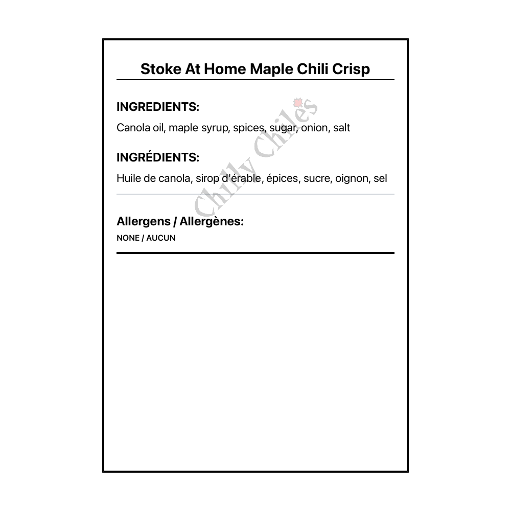 Stoke At Home Maple Chili Crisp - Bilingual Ingredients