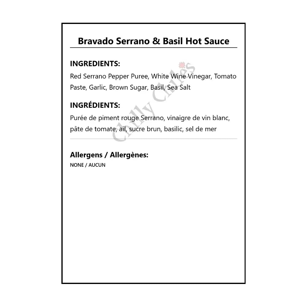Bravado Serrano & Basil Hot Sauce - Hot Sauce