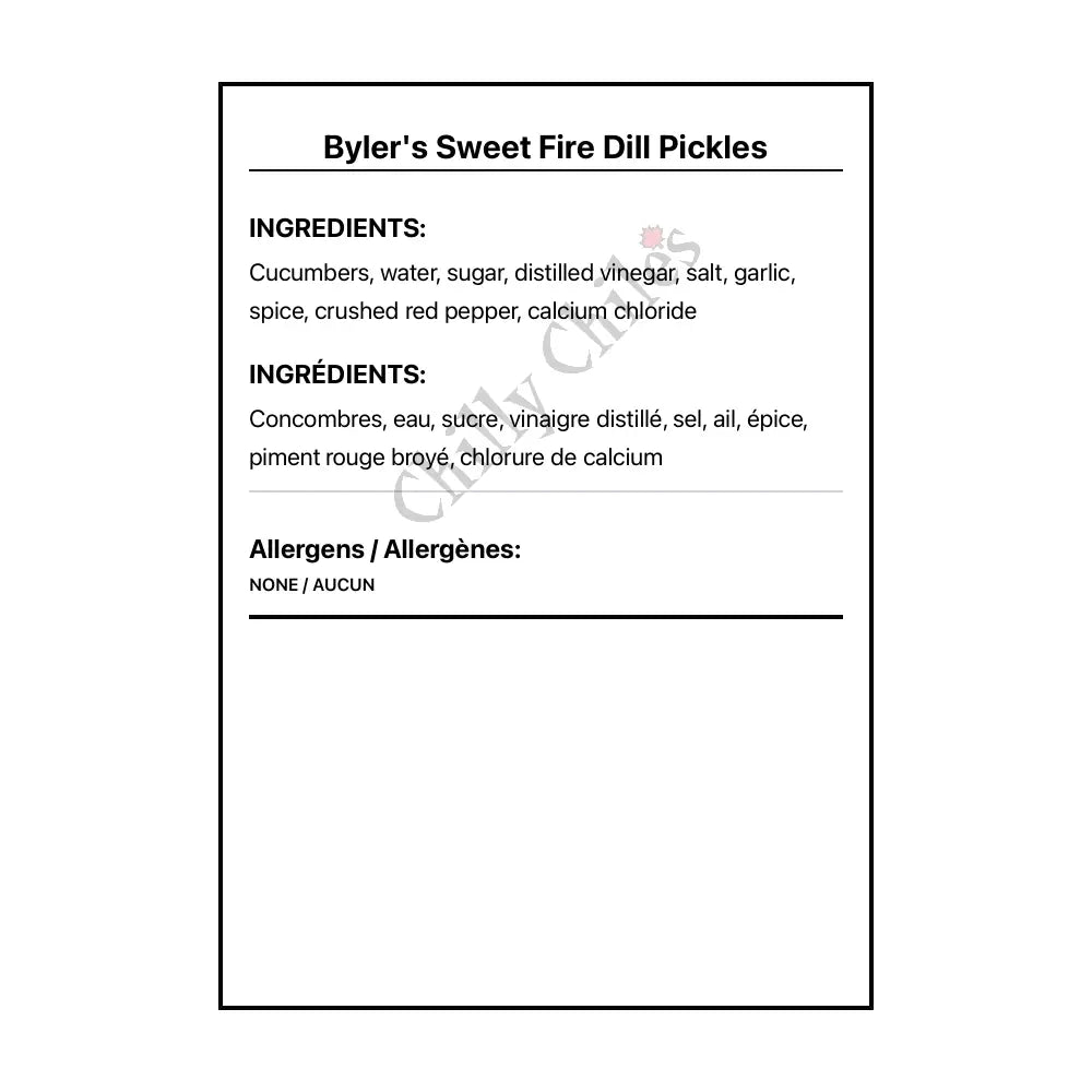 Byler’s Sweet Fire Dill Pickles - Pickled Items