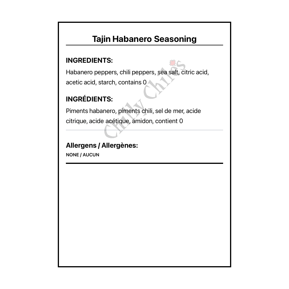 Tajin Habanero Seasoning - Bilingual Ingredients