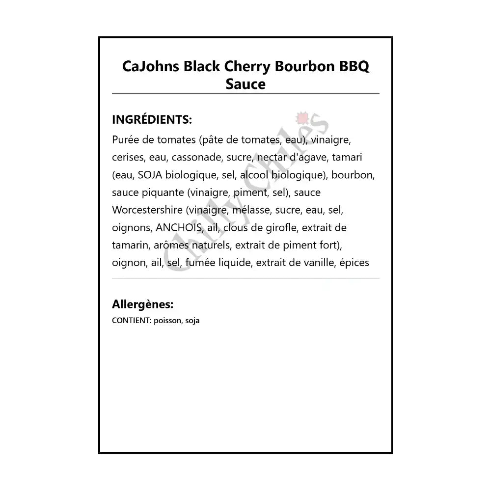 CaJohns Black Cherry Bourbon BBQ Sauce - BBQ Sauce