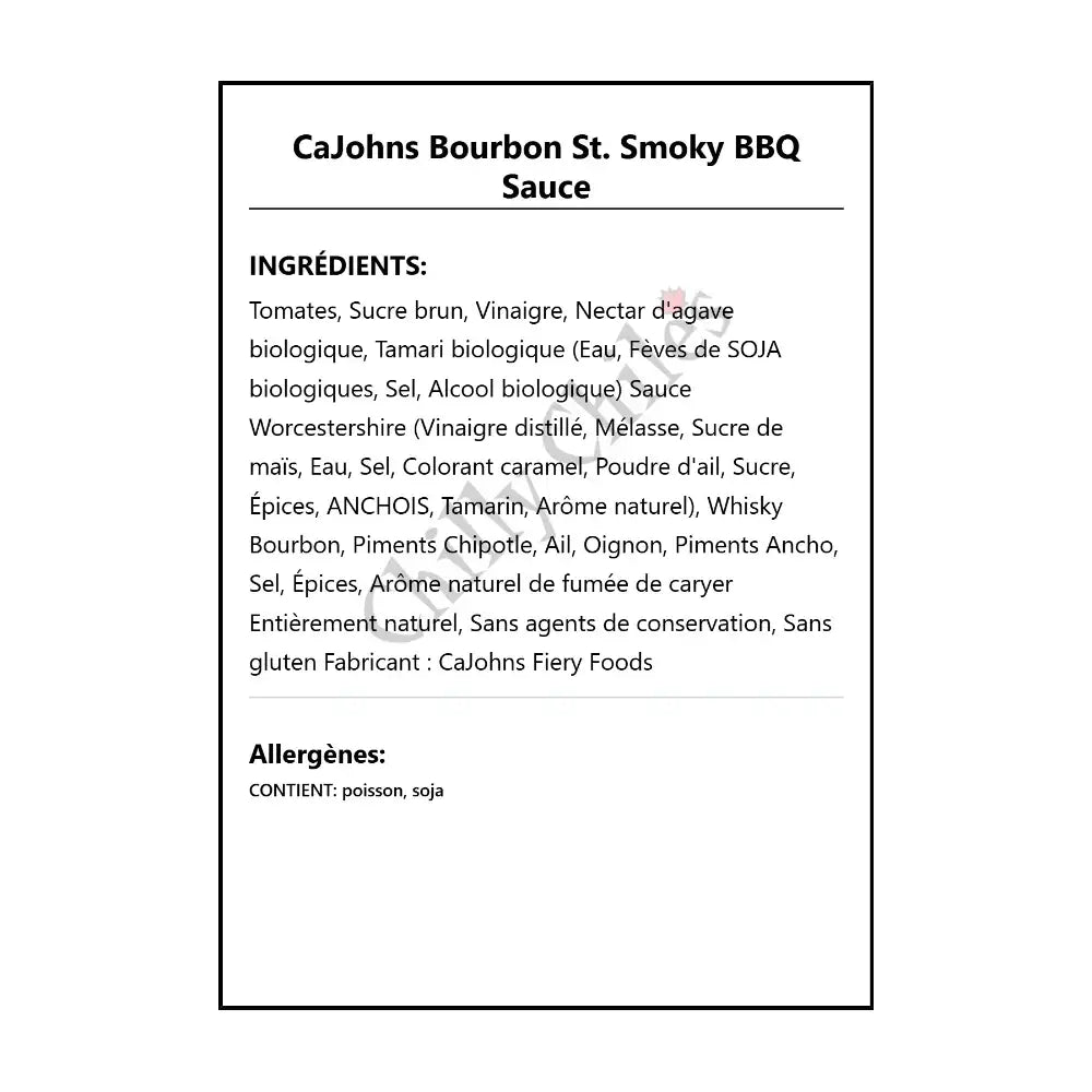 CaJohns Bourbon St. Smoky BBQ Sauce - BBQ Sauce