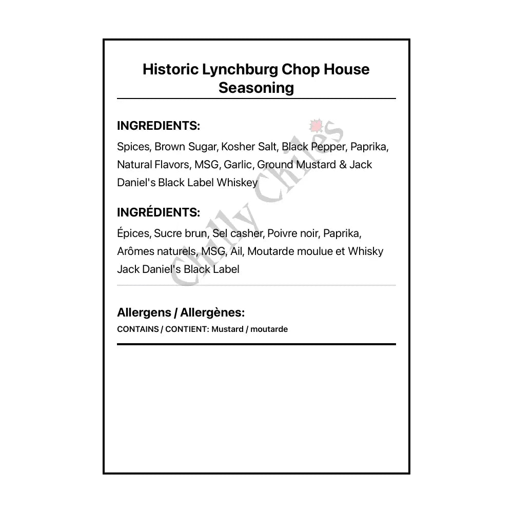 Historic Lynchburg Chop House Seasoning - Spice/Peppers