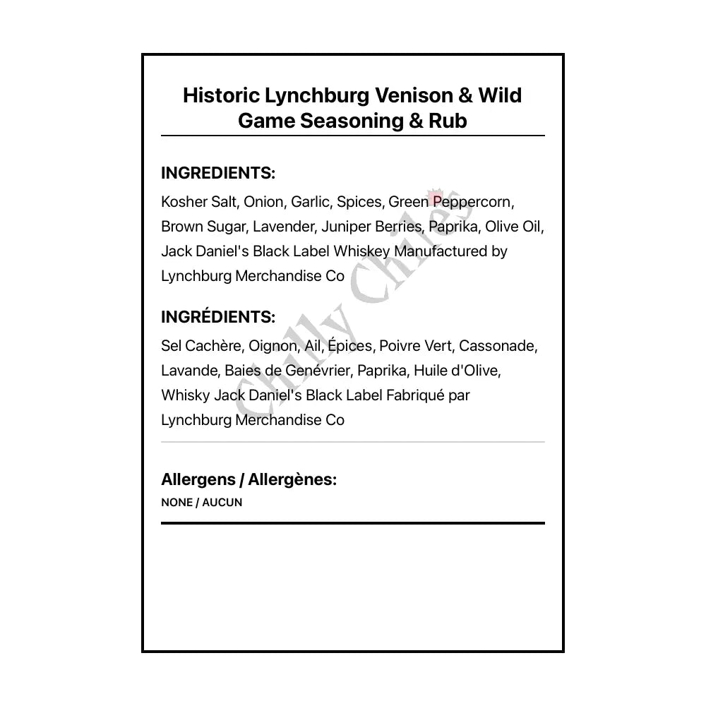 Historic Lynchburg Venison & Wild Game Seasoning & Rub - Spice/Peppers