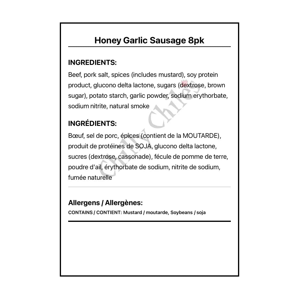 Honey Garlic Sausage 8pk - Other