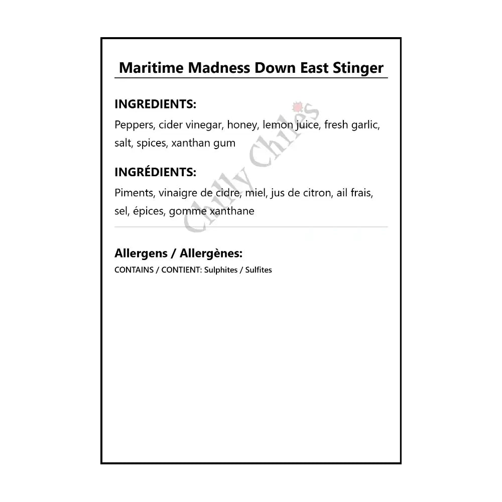 Maritime Madness Down East Stinger - Hot Sauce