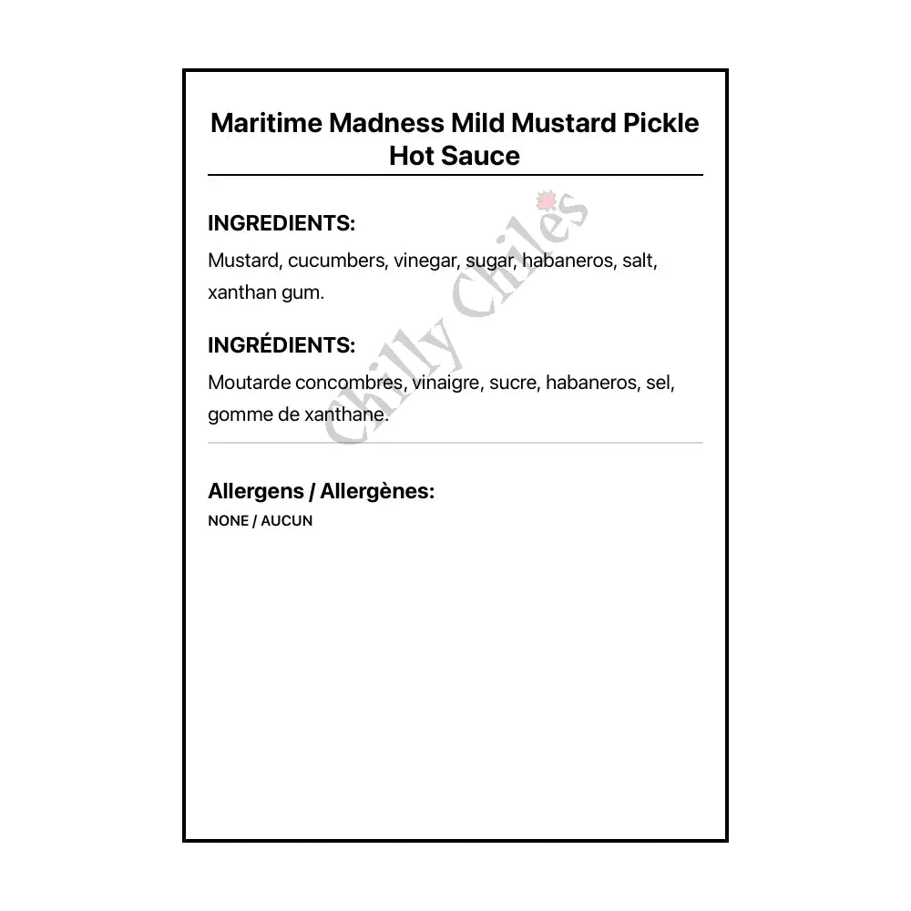 Maritime Madness Mild Mustard Pickle Hot Sauce - Hot Sauce