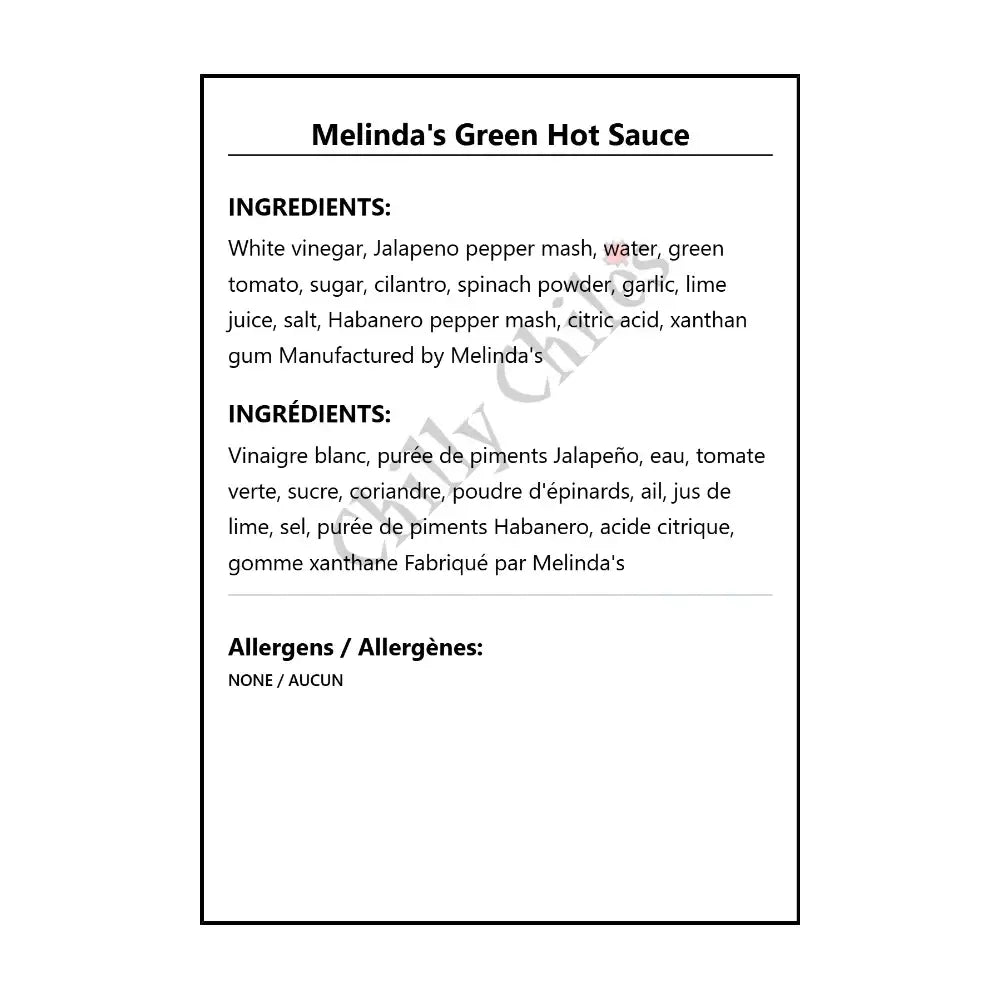 Melinda’s Green Hot Sauce - Hot Sauce
