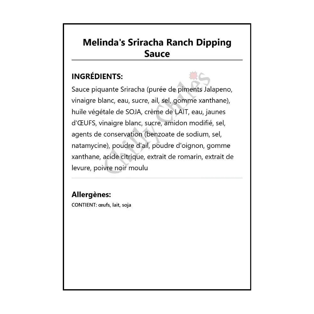 Melinda’s Sriracha Ranch Dipping Sauce - Hot Sauce