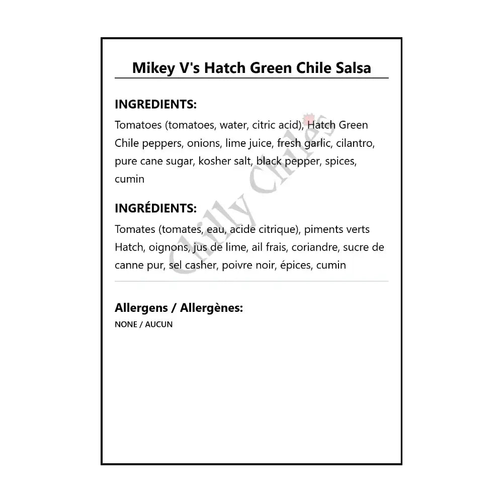 Mikey V’s Hatch Green Chile Salsa - Salsa