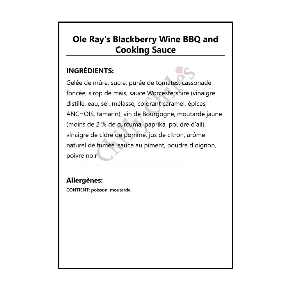 Ole Ray’s Blackberry BBQ and Cooking Sauce - BBQ Sauce