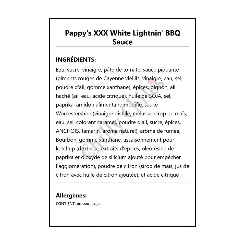 Pappy’s XXX White Lightnin’ BBQ Sauce - BBQ Sauce