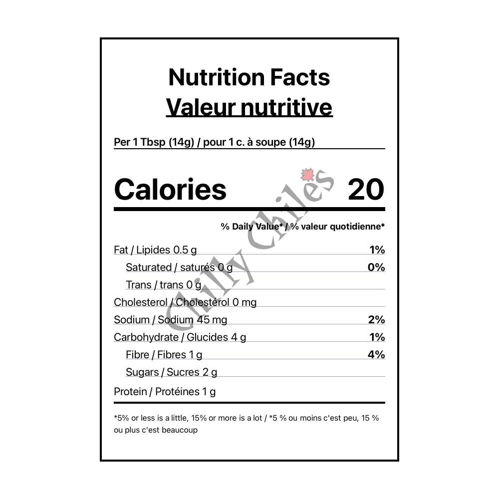 Torchbearer Plum Reaper Hot Sauce - Canadian Nutrition Facts