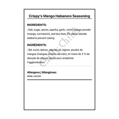 Crispy's Mango Habanero Seasoning - Bilingual Ingredients