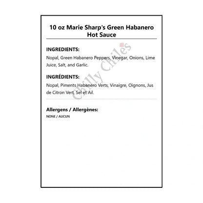 10 oz Marie Sharp’s Green Habanero Hot Sauce - Hot Sauce