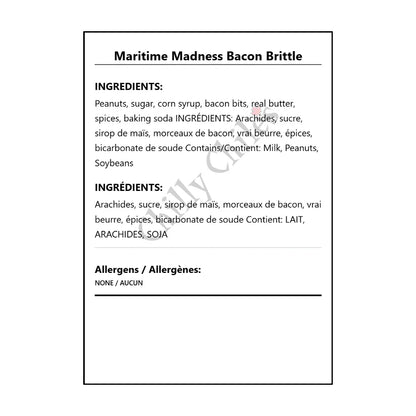 Maritime Madness Bacon Brittle - Bilingual Ingredients
