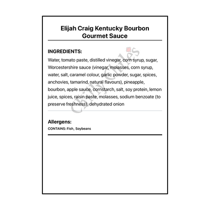 Elijah Craig Kentucky Bourbon Gourmet Sauce - Bilingual Ingredients