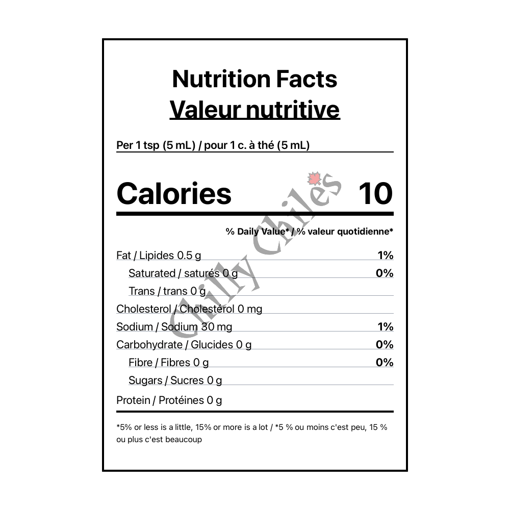 Shuug Harissa Hot Sauce - Canadian Nutrition Facts
