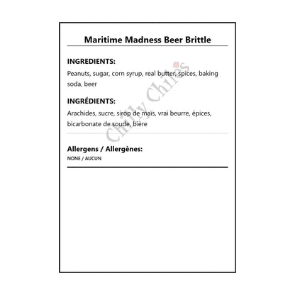 Maritime Madness Beer Brittle - Bilingual Ingredients