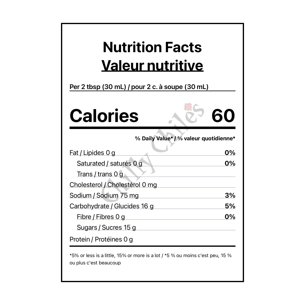 Hot Ones Smoky Serrano BBQ Sauce - Canadian Nutrition Facts