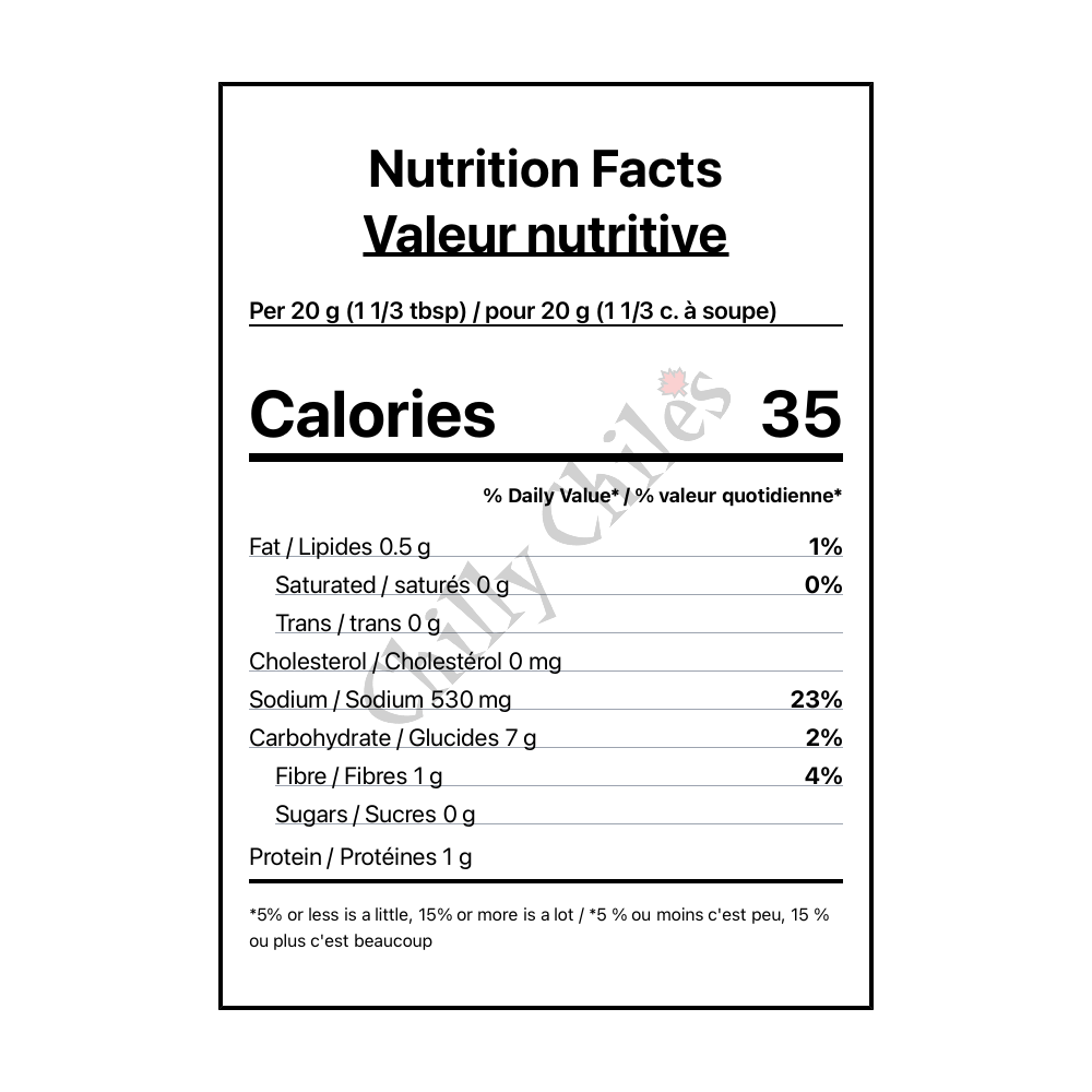 El Yucateco Achiote Paste - Canadian Nutrition Facts