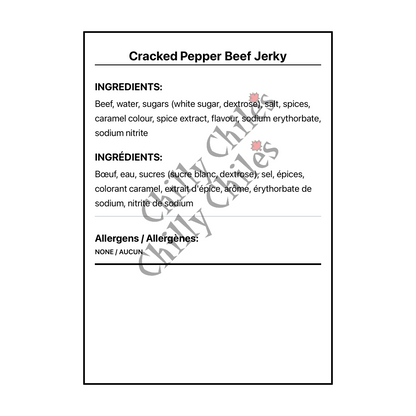 Cracked Pepper Beef Jerky - Bilingual Ingredients