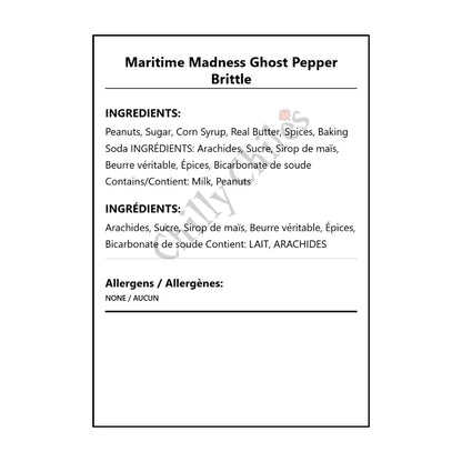 Maritime Madness Ghost Pepper Brittle - Bilingual Ingredients