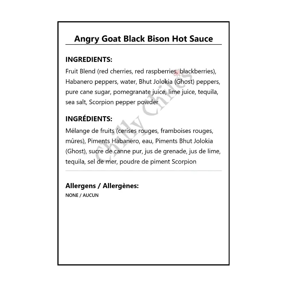 Angry Goat Black Bison Hot Sauce - Hot Sauce