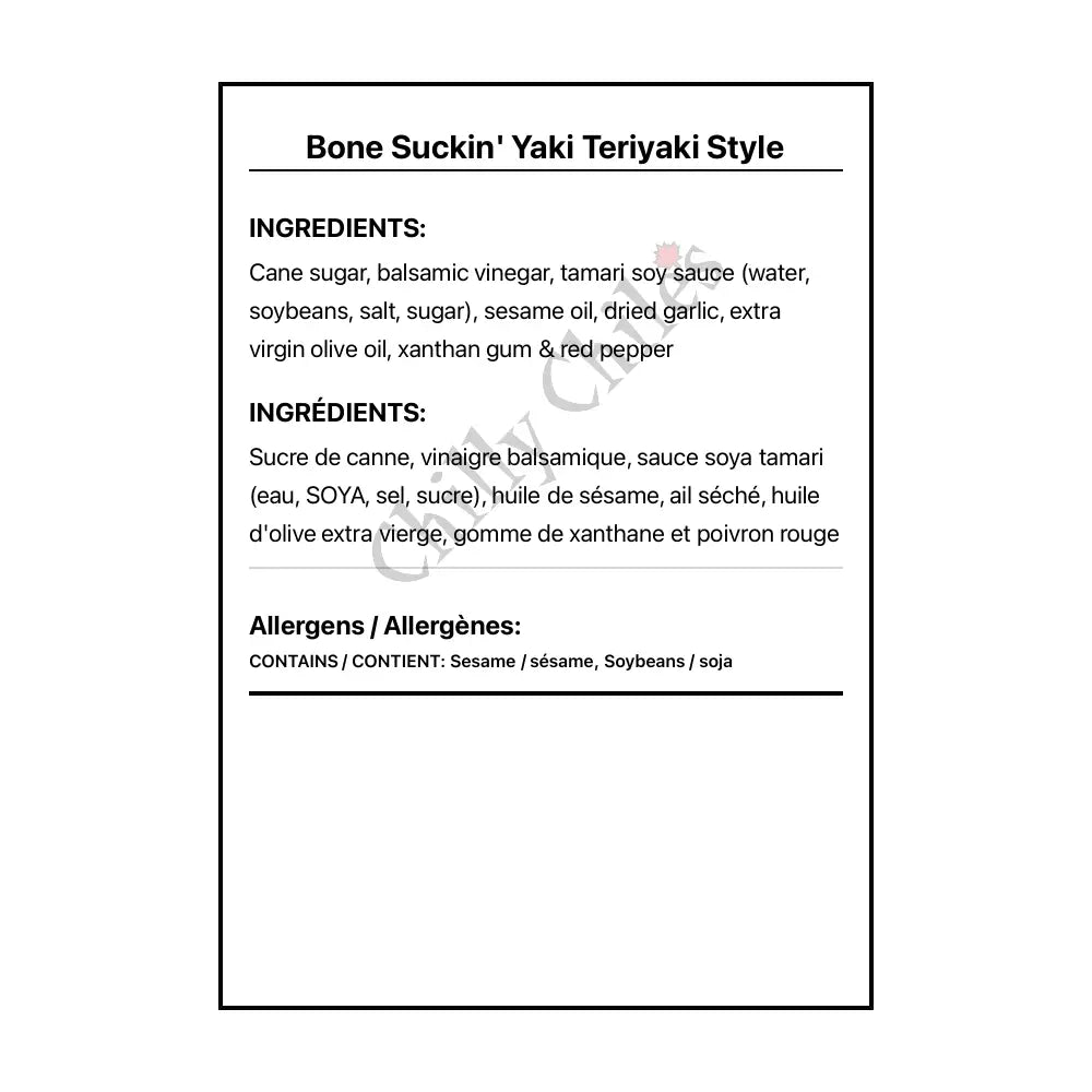 Bone Suckin’ Yaki Teriyaki Style - BBQ Sauce