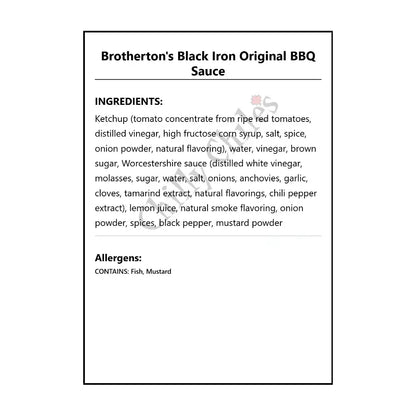 Brotherton’s Black Iron Original BBQ Sauce - BBQ Sauce