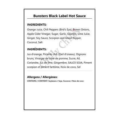 Bunsters Black Hot Sauce - Hot Sauce