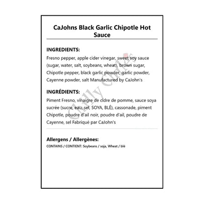 CaJohns Black Garlic Chipotle Hot Sauce - Hot Sauce