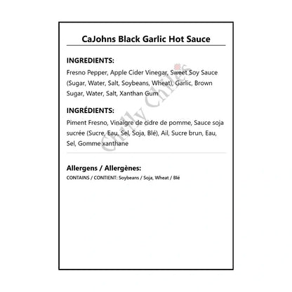 CaJohns Black Garlic Hot Sauce - Hot Sauce