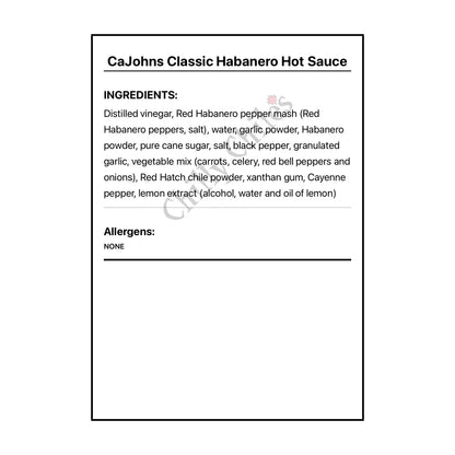 CaJohns Classic Habanero Hot Sauce - Hot Sauce