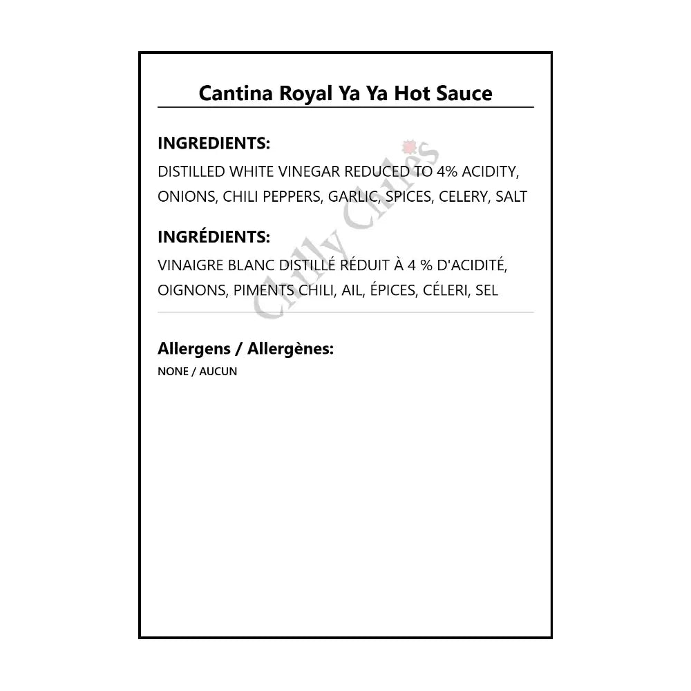Cantina Royal Ya Ya Hot Sauce - Hot Sauce