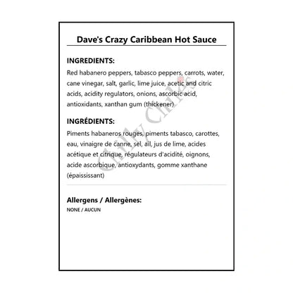 Dave’s Crazy Caribbean Hot Sauce - Hot Sauce