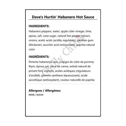 Dave’s Hurtin’ Habanero Hot Sauce - Hot Sauce