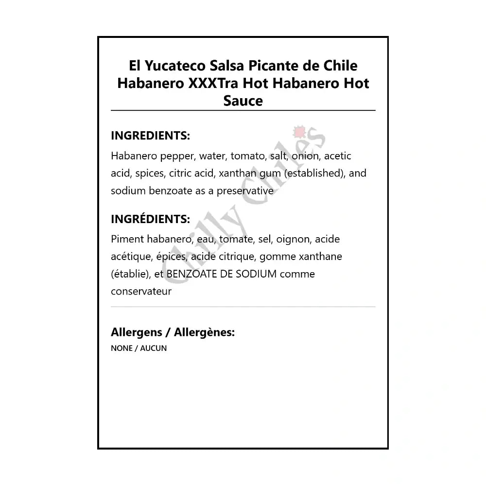 El Yucateco Salsa Picante de Chile Habanero XXXTra Hot Habanero Hot Sauce - Hot Sauce