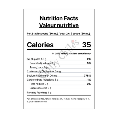Secret Aardvark Drunken Garlic Black Bean Hot Sauce - Canadian Nutrition Facts