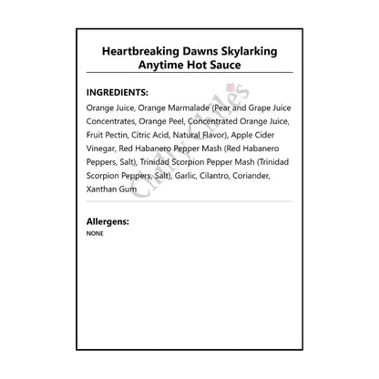 Heartbreaking Dawns Skylarking Anytime Hot Sauce - Hot Sauce