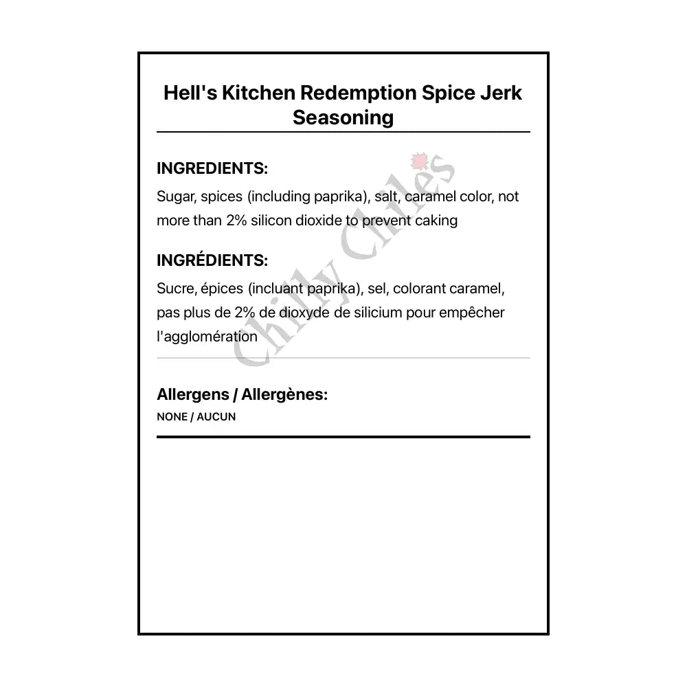 Hell’s Kitchen Redemption Spice Jerk Seasoning - Spice/Peppers