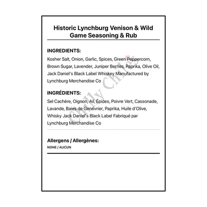 Historic Lynchburg Venison & Wild Game Seasoning & Rub - Spice/Peppers
