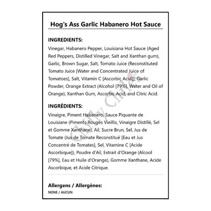 Hog’s Ass Garlic Habanero Hot Sauce - Hot Sauce