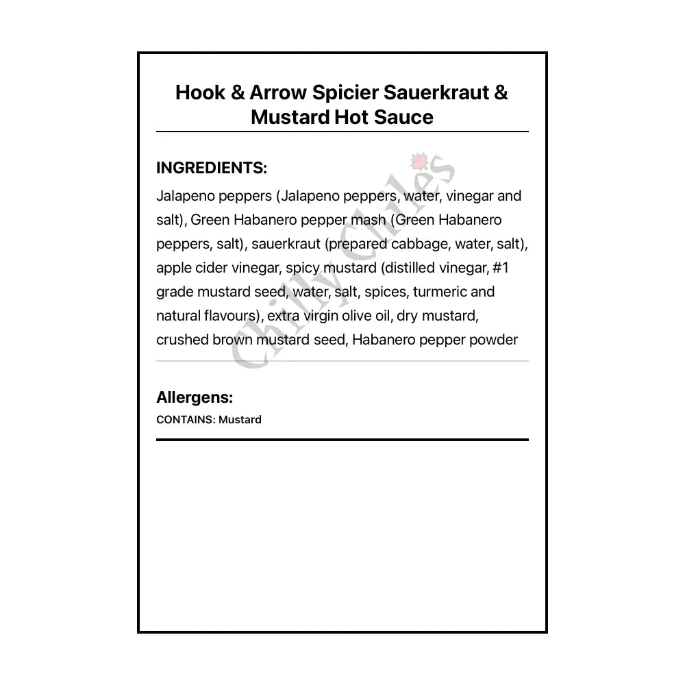 Hook & Arrow Spicier Sauerkraut & Mustard Hot Sauce - Hot Sauce