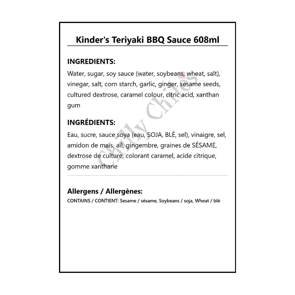 Kinder’s Teriyaki BBQ Sauce 608ml - BBQ Sauce